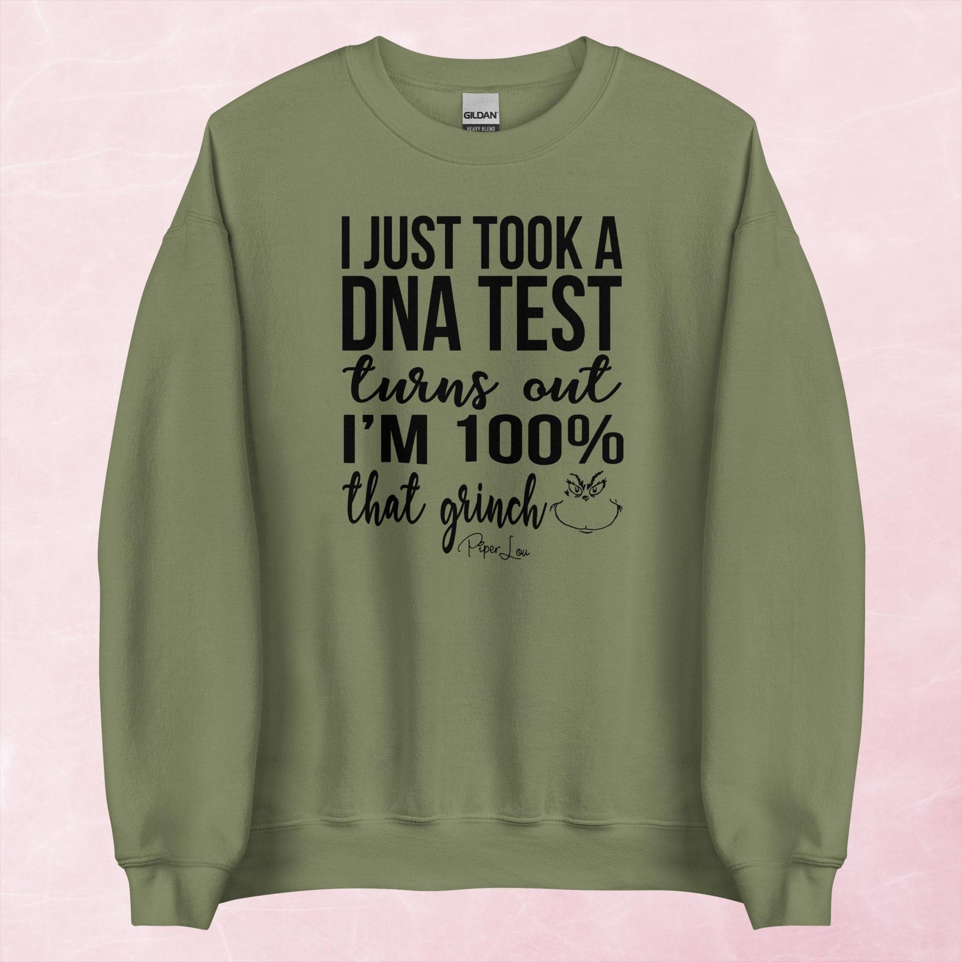 I Just Took A DNA Test I'm That Grinch Graphic Crewneck Sweatshirt  Military Green S