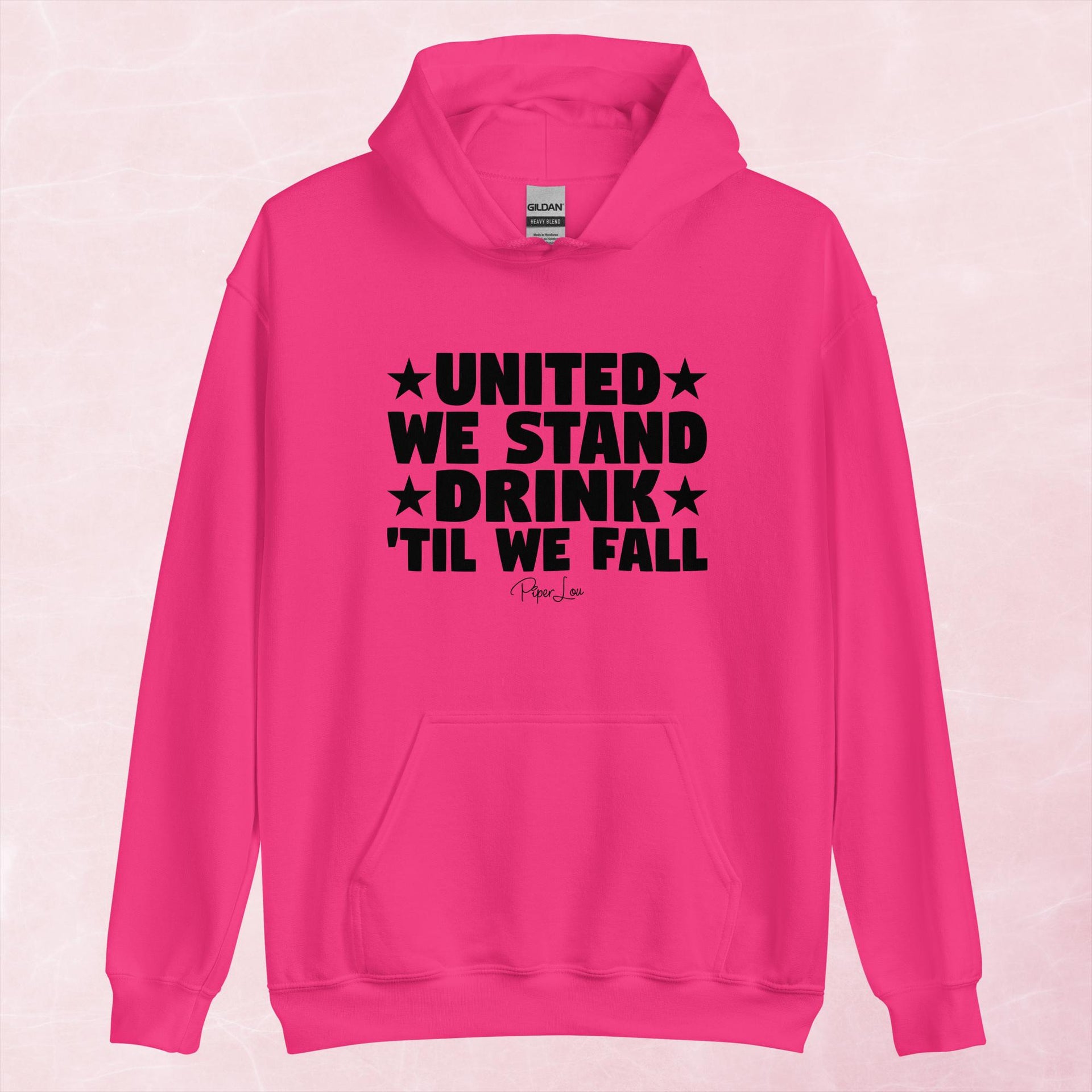 United We Stand Drink Til We Fall Graphic Hoodie Heliconia S