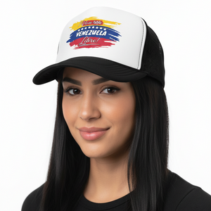 Venezuela Libre Foam Trucker Hat Closeup on Model