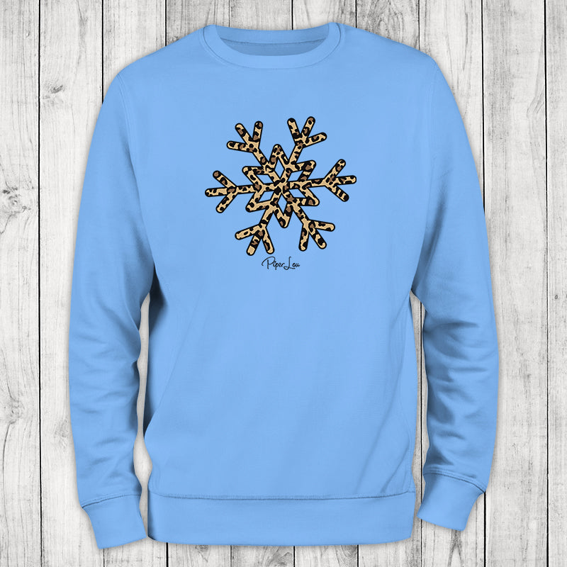 Leopard Snowflake Graphic Crewneck Sweatshirt