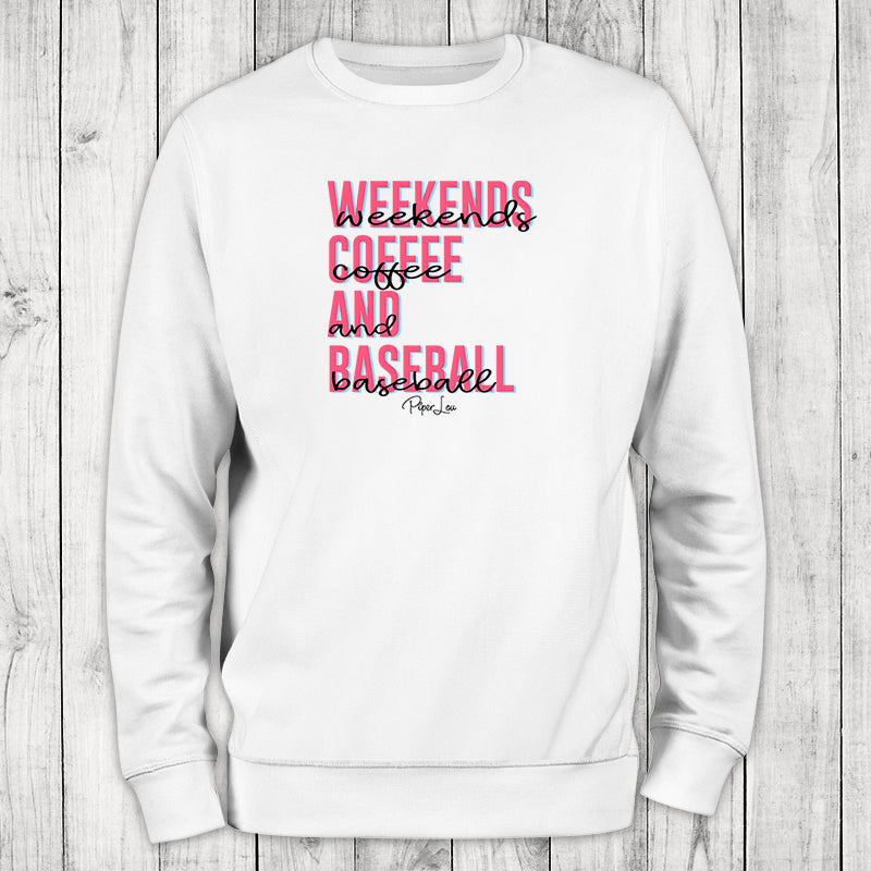 Weekends Coffee And Baseball Graphic Crewneck Sweatshirt