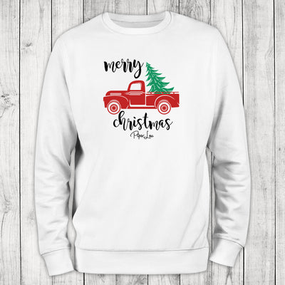 Merry Christmas Truck Graphic Crewneck Sweatshirt