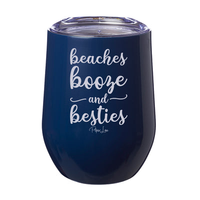 Beaches Booze And Besties 12oz Stemless Wine Cup