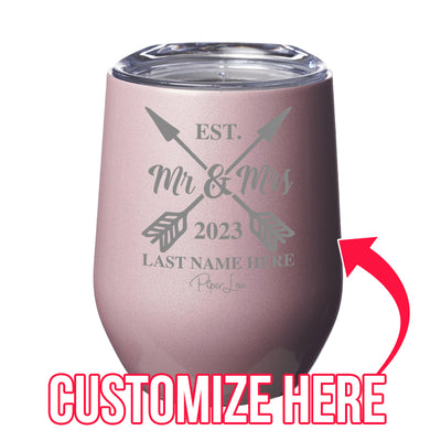 Mr. And Mrs. (CUSTOM) Arrows 12oz Stemless Wine Cup