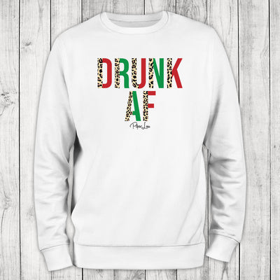 Drunk AF Leopard Graphic Crewneck Sweatshirt