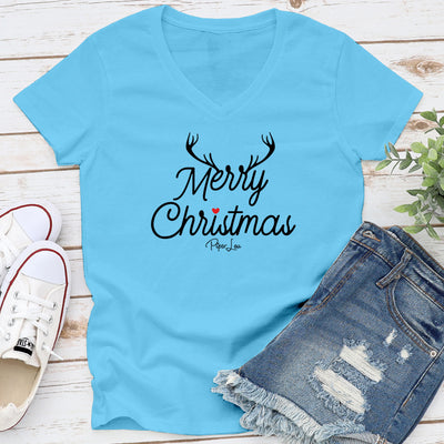 Merry Christmas Antlers Graphic Tee