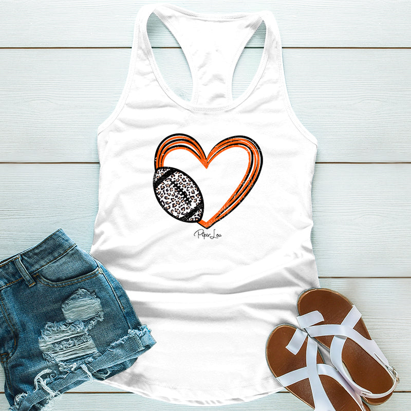 Football Heart Orange Black Graphic Tee