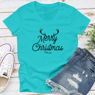 Merry Christmas Antlers Graphic Tee
