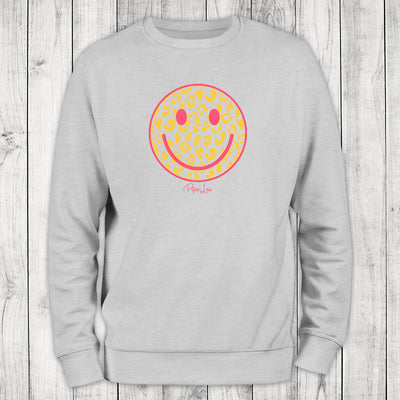 Leopard Smiley Graphic Crewneck Sweatshirt