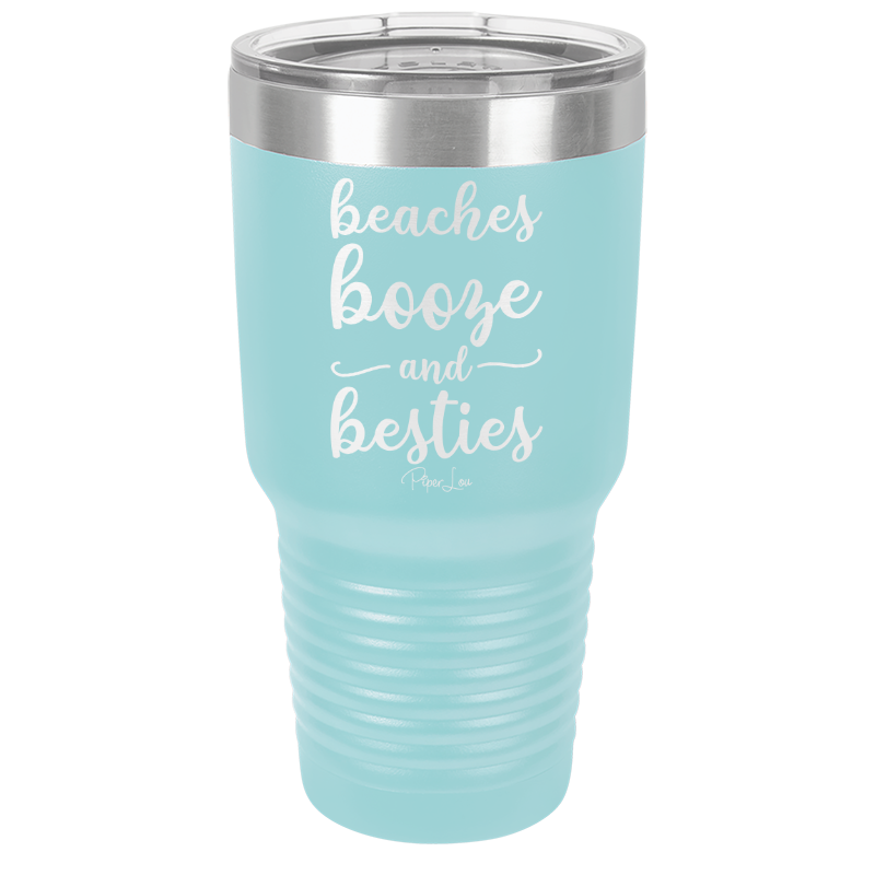 Beaches Booze And Besties Old School Tumbler
