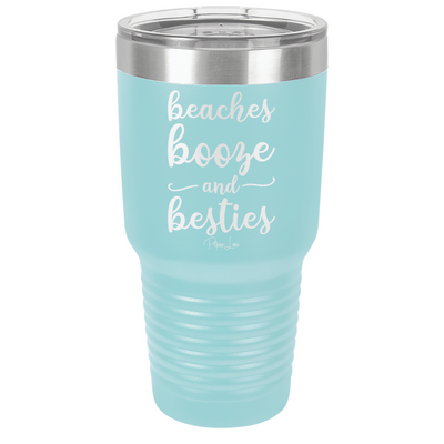 Beaches Booze And Besties Old School Tumbler