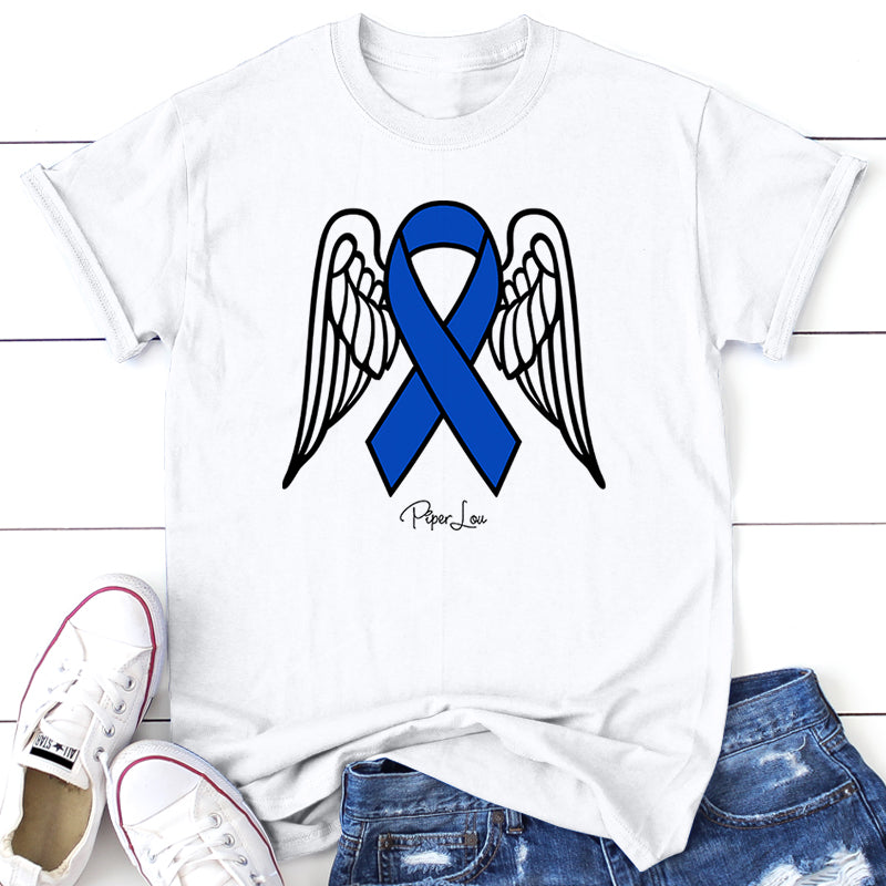 Colon Cancer Angel Wings Ribbon