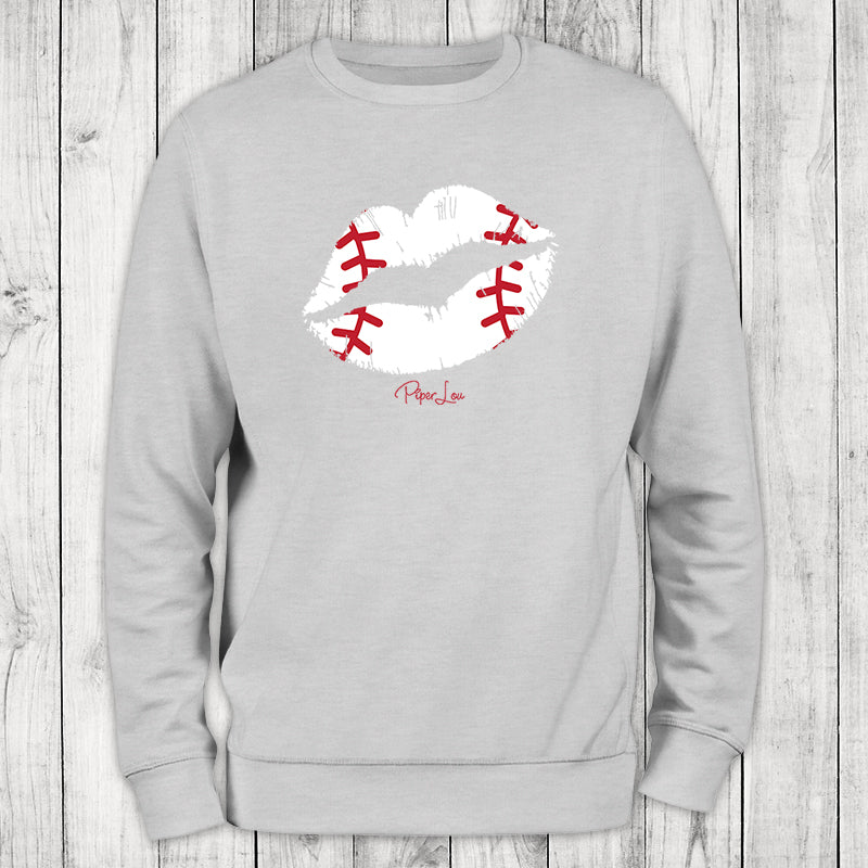 Baseball Lips Graphic Crewneck Sweatshirt