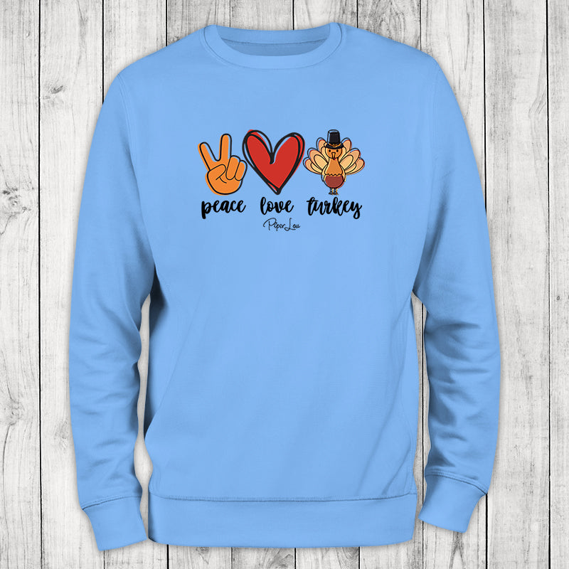 Peace Love Turkey Graphic Crewneck Sweatshirt