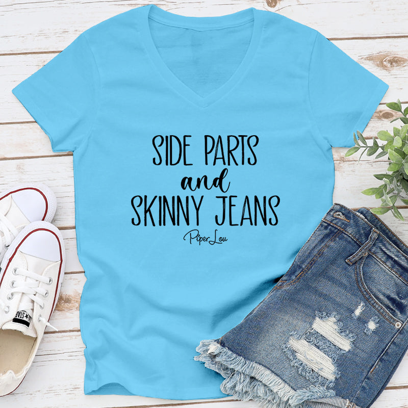 Side Parts And Skinny Jeans