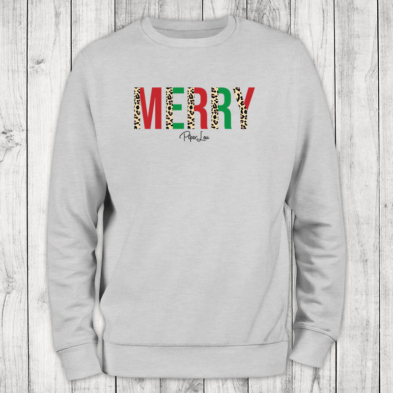 Merry Leopard Graphic Crewneck Sweatshirt