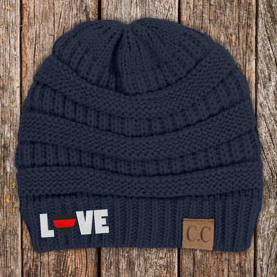 Love Red Line Heart C.C Thick Knit Soft Beanie