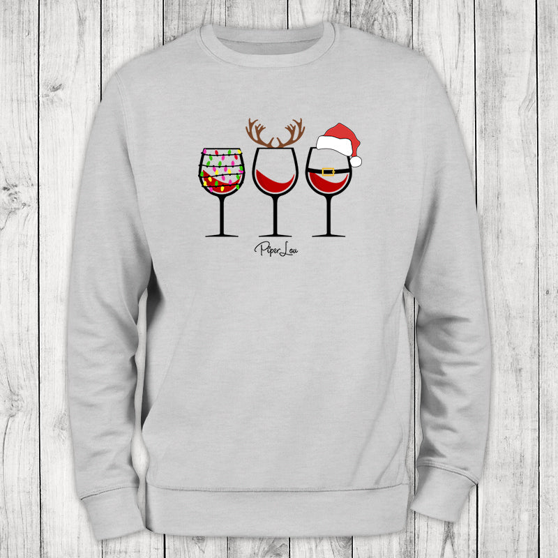 Christmas Wine Glasses Graphic Crewneck Sweatshirt