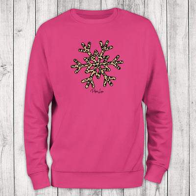 Leopard Snowflake Graphic Crewneck Sweatshirt