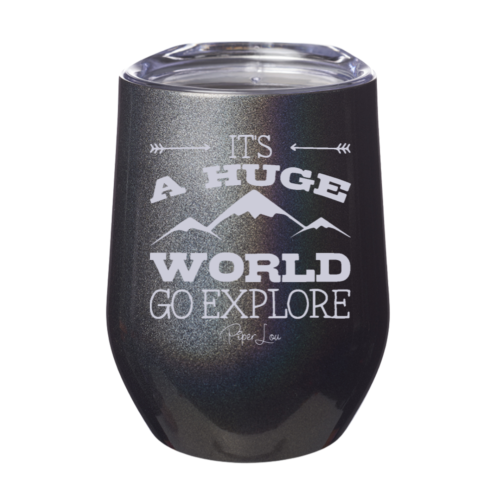 It's A Huge World Go Explore 12oz Stemless Wine Cup