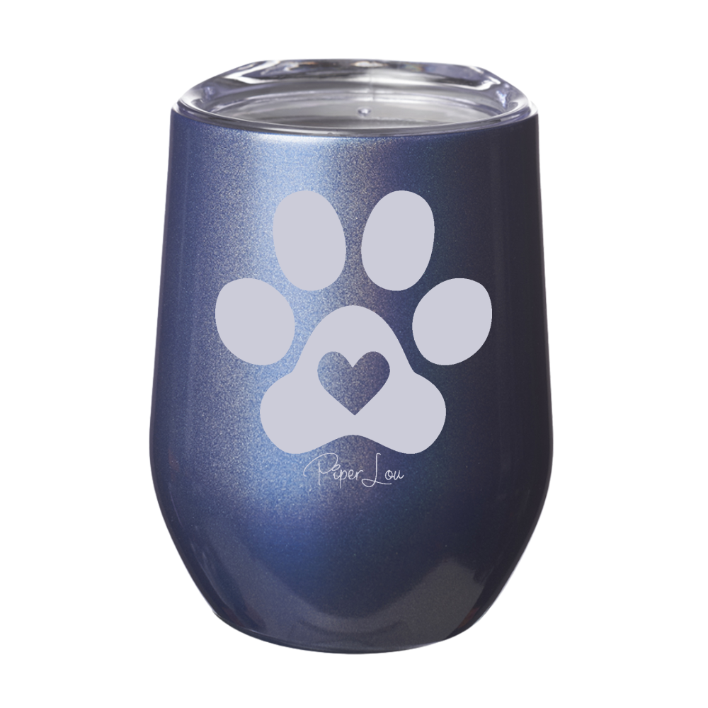 Heart Paw Print 12oz Stemless Wine Cup