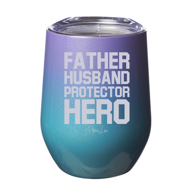 Father Husband Protector Hero 12oz Stemless Wine Cup