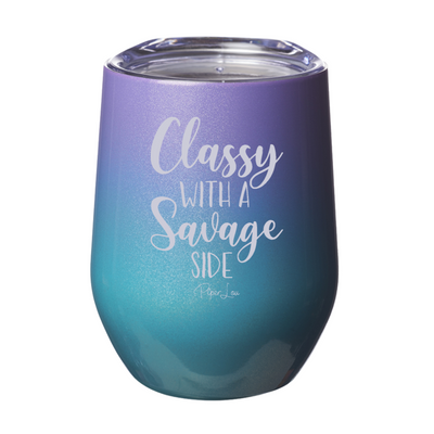 Classy With A Savage Side 12oz Stemless Wine Cup
