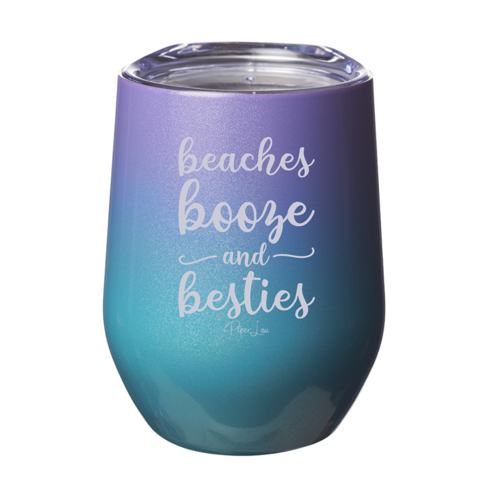 Beaches Booze And Besties Laser Etched Tumbler