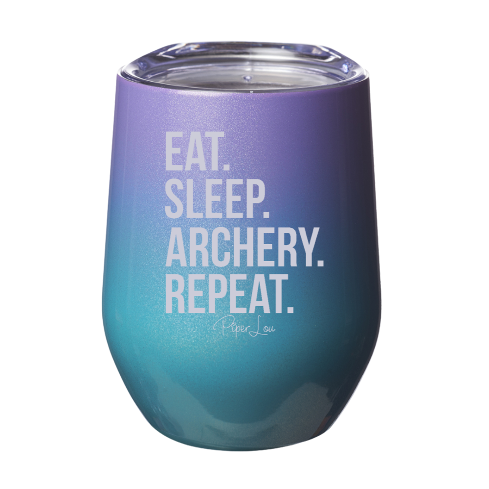 Eat Sleep Archery Repeat 12oz Stemless Wine Cup