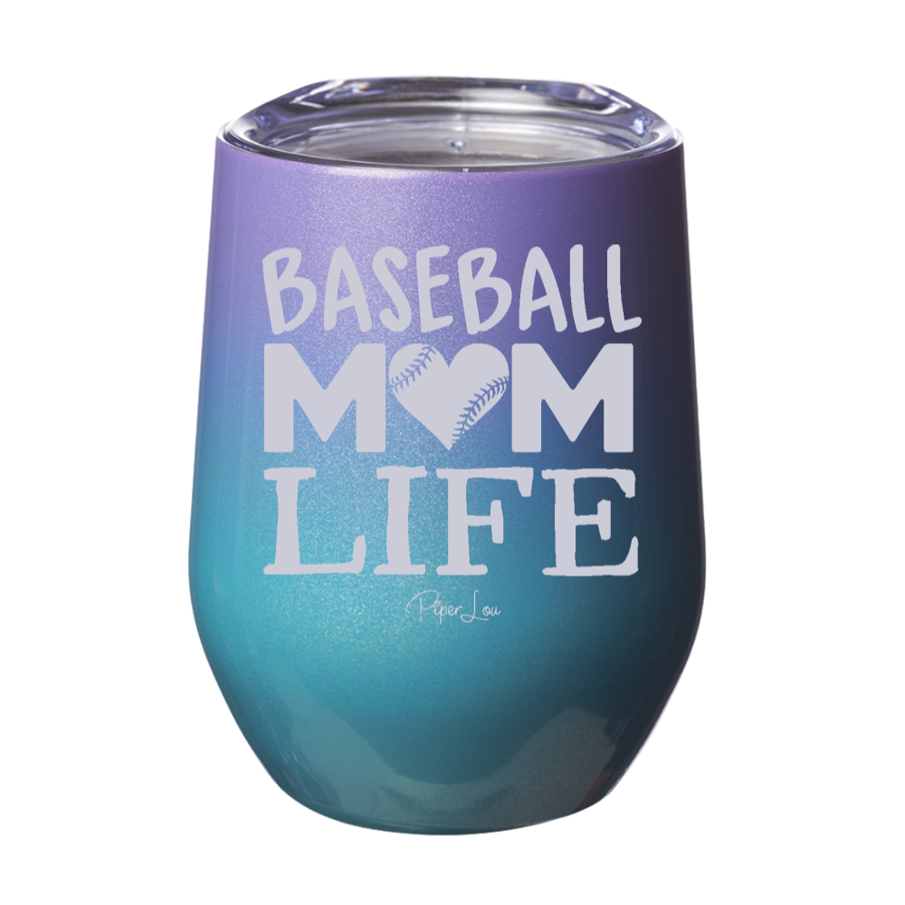Baseball Mom Life 12oz Stemless Wine Cup