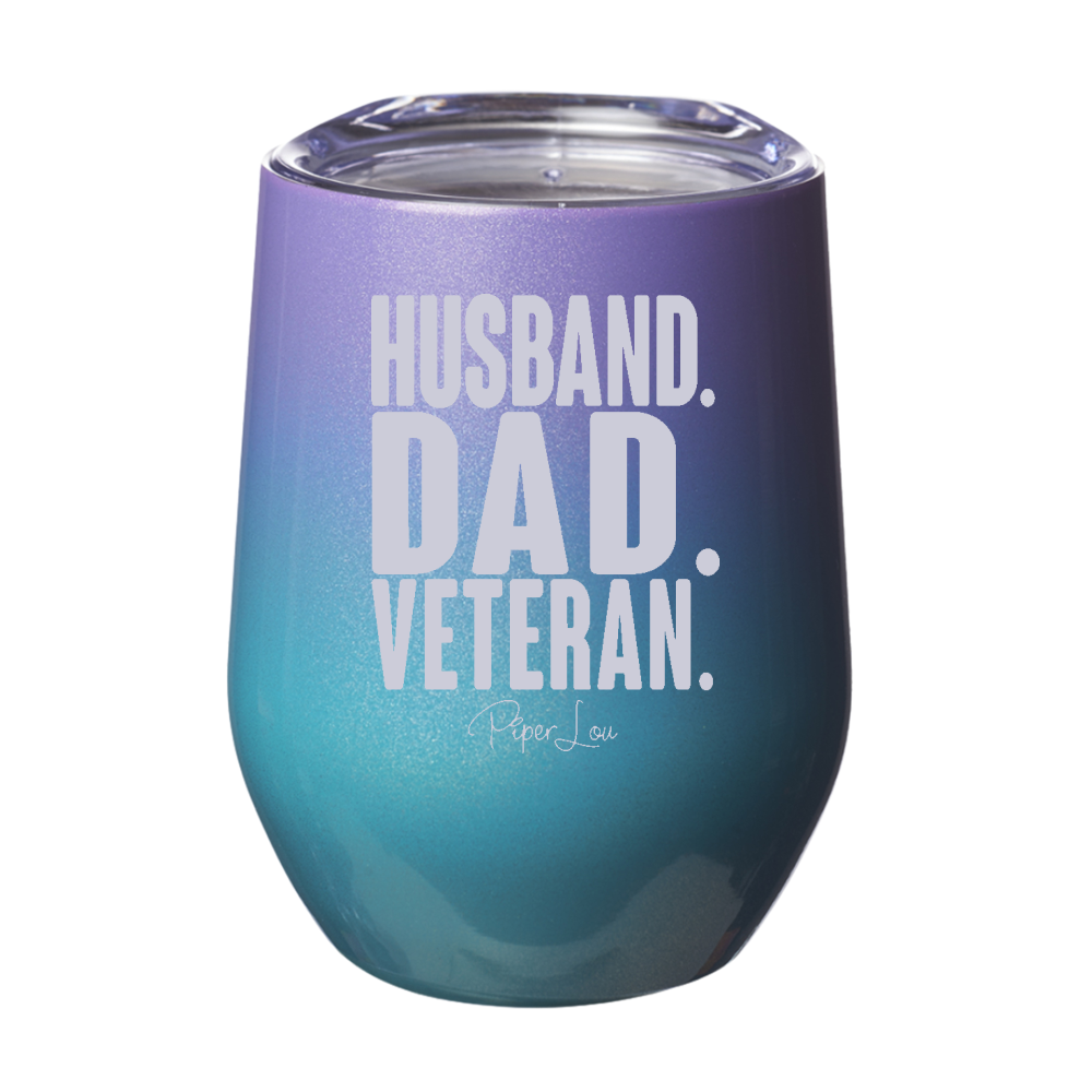 Husband Dad Veteran 12oz Stemless Wine Cup