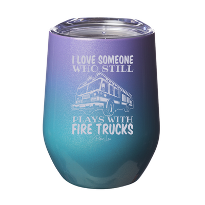 Plays With Fire Trucks Stemless Wine Cup