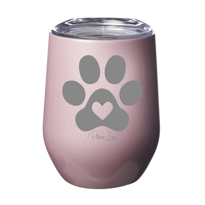 Heart Paw Print Laser Etched Tumbler