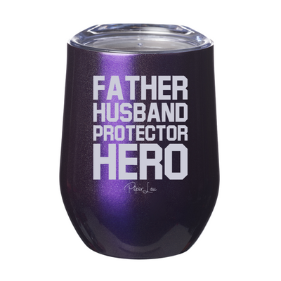Father Husband Protector Hero 12oz Stemless Wine Cup