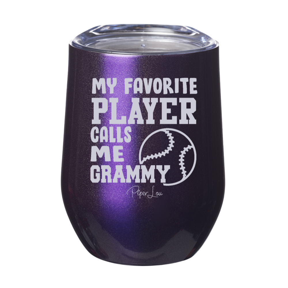 My Favorite Baseball Player Calls Me Grammy 12oz Stemless Wine Cup