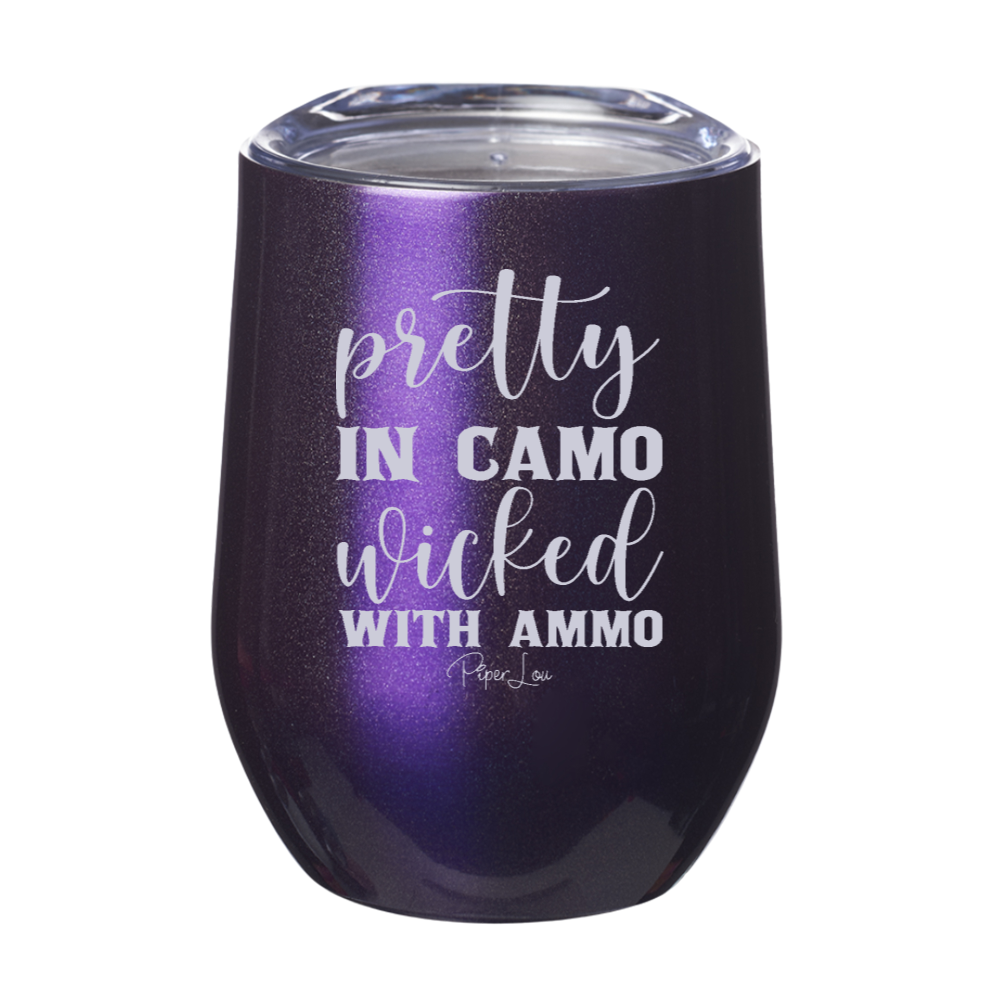Pretty In Camo Wicked With Ammo 12oz Stemless Wine Cup
