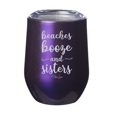 Beaches Booze And Sisters Laser Etched Tumbler