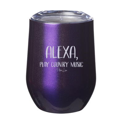 Alexa Play Country Music 12oz Stemless Wine Cup