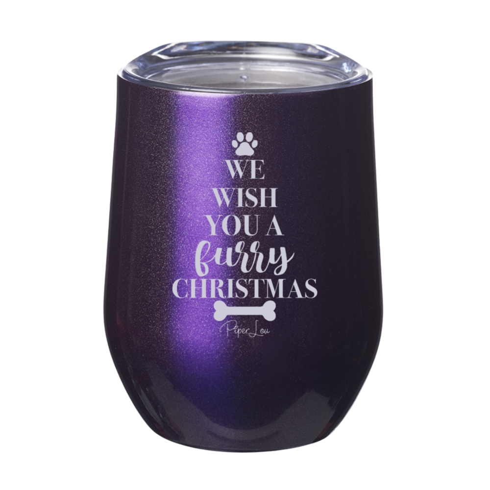 We Wish You A Furry Christmas 12oz Stemless Wine Cup