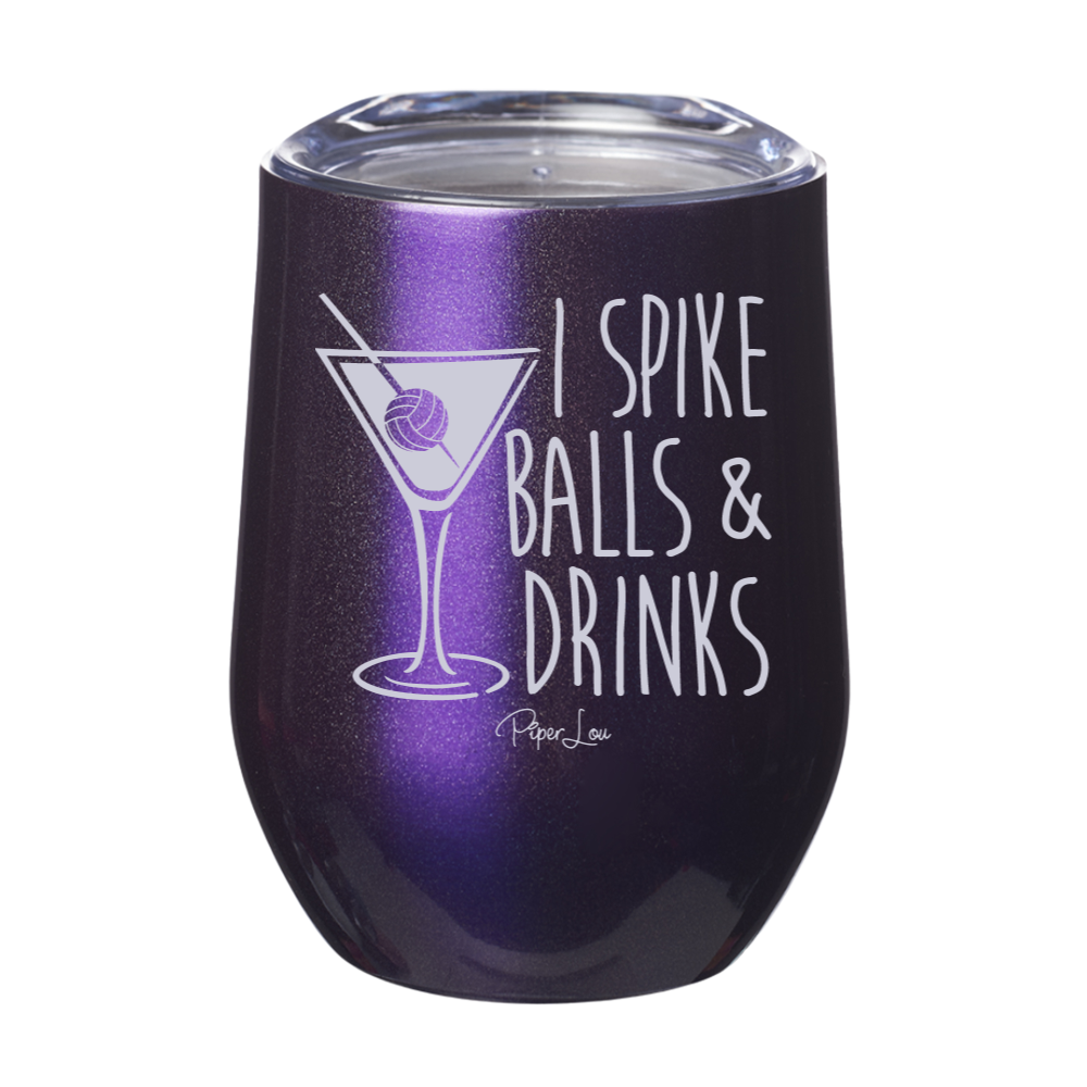 I Spike Balls And Drinks 12oz Stemless Wine Cup