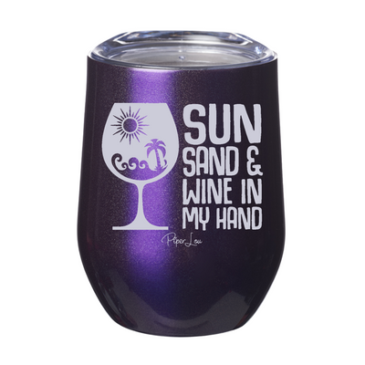 Sun Sand And Wine In My Hand 12oz Stemless Wine Cup