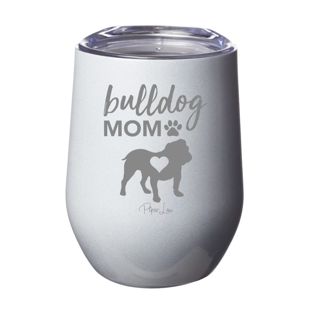 Bulldog Mom Heart 12oz Stemless Wine Cup