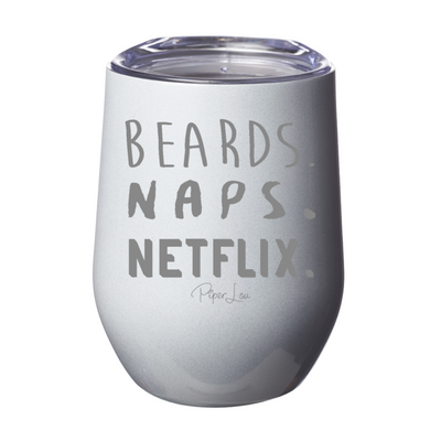 Beards Naps Netflix 12oz Stemless Wine Cup