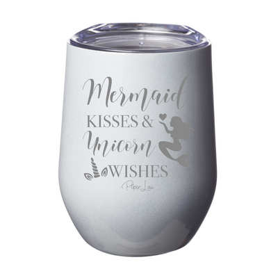 Mermaid Kisses And Unicorn Wishes 12oz Stemless Wine Cup