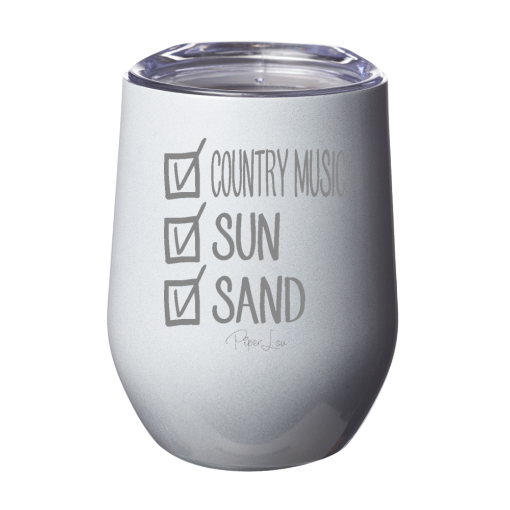 Checklist Country Music 12oz Stemless Wine Cup