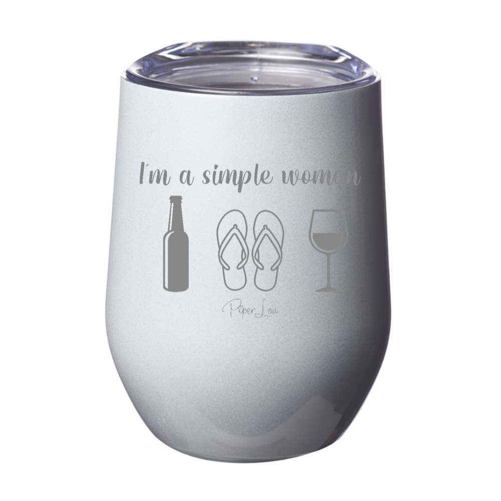 I'm A Simple Woman Beer Flip Flops Wine Laser Etched Tumbler