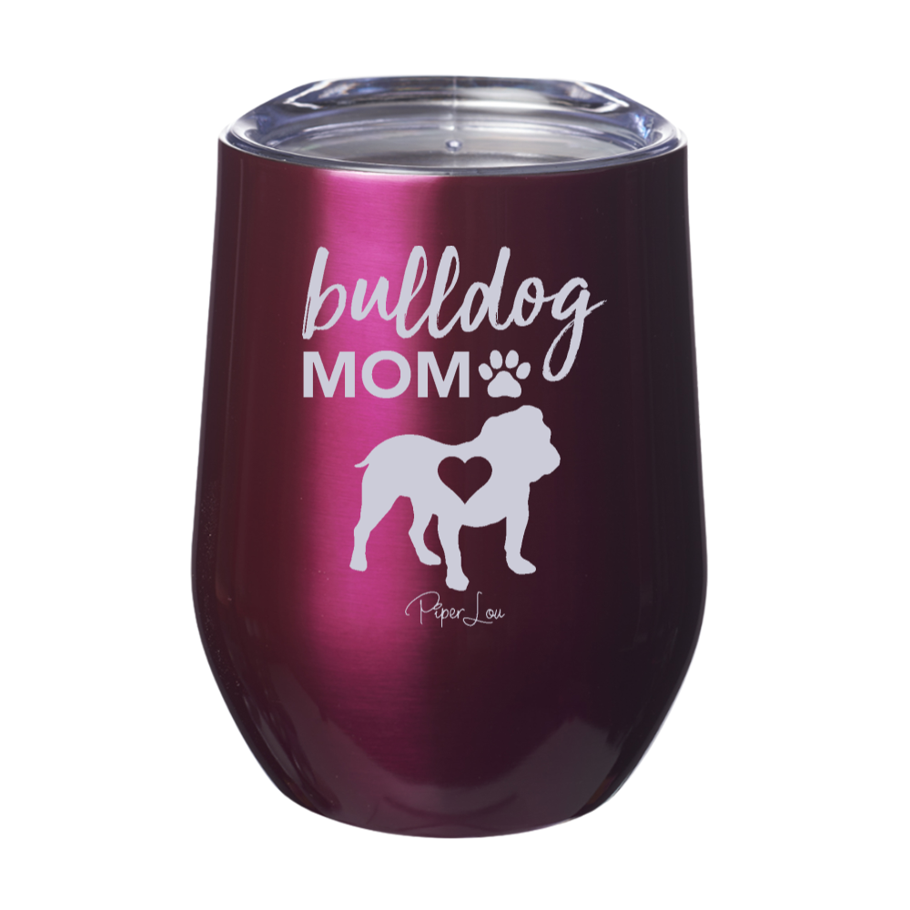 Bulldog Mom Heart 12oz Stemless Wine Cup