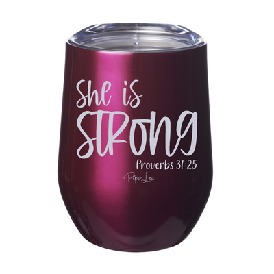 She Is Strong 12oz Stemless Wine Cup