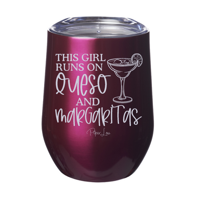 This Girl Runs On Queso And Margaritas Laser Etched Tumbler