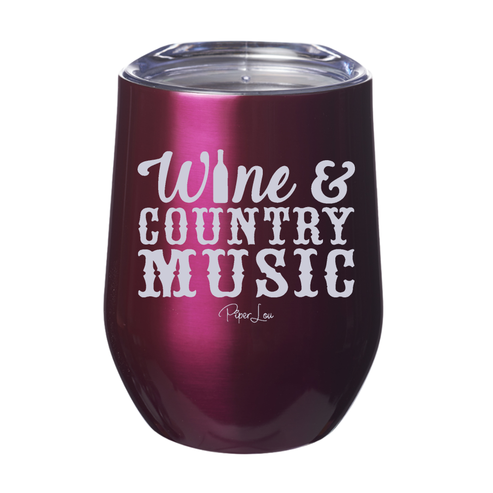 Wine and Country Music 12oz Stemless Wine Cup